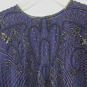 VTG Navy Beaded Top, Size S